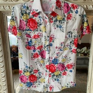 Floral button down short sleeved blouse from SHEIN
